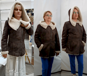 Изменение формы капюшона на дублёнке